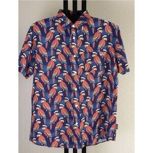 Tipsy Elves Captain Parrot Button-Down Shirt Men's XL Navy Rayon